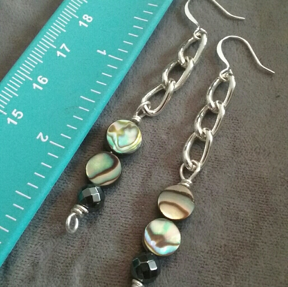 Abalone stainless and sterling earrings